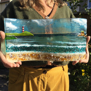 Jumbo Freestanding Wave- Cornish Beach Scene with view to Gribbin Head