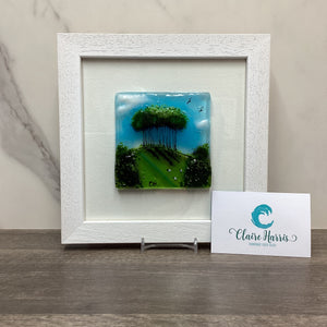 Framed Fused Glass Square Nearly Home Trees