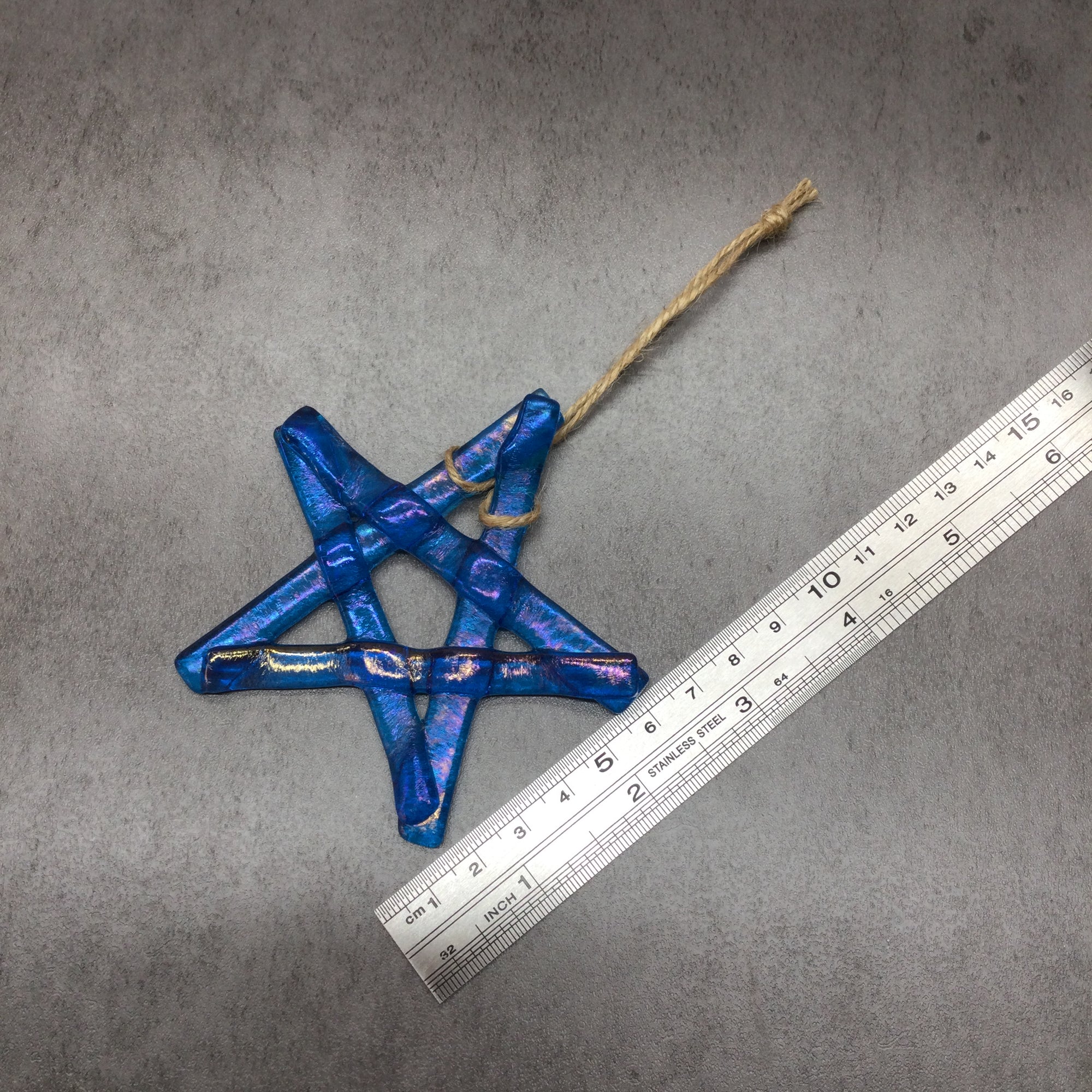 Fused Glass Star Hanger - Turquoise