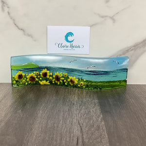 Small Freestanding Wave - Sunflower Field Scene