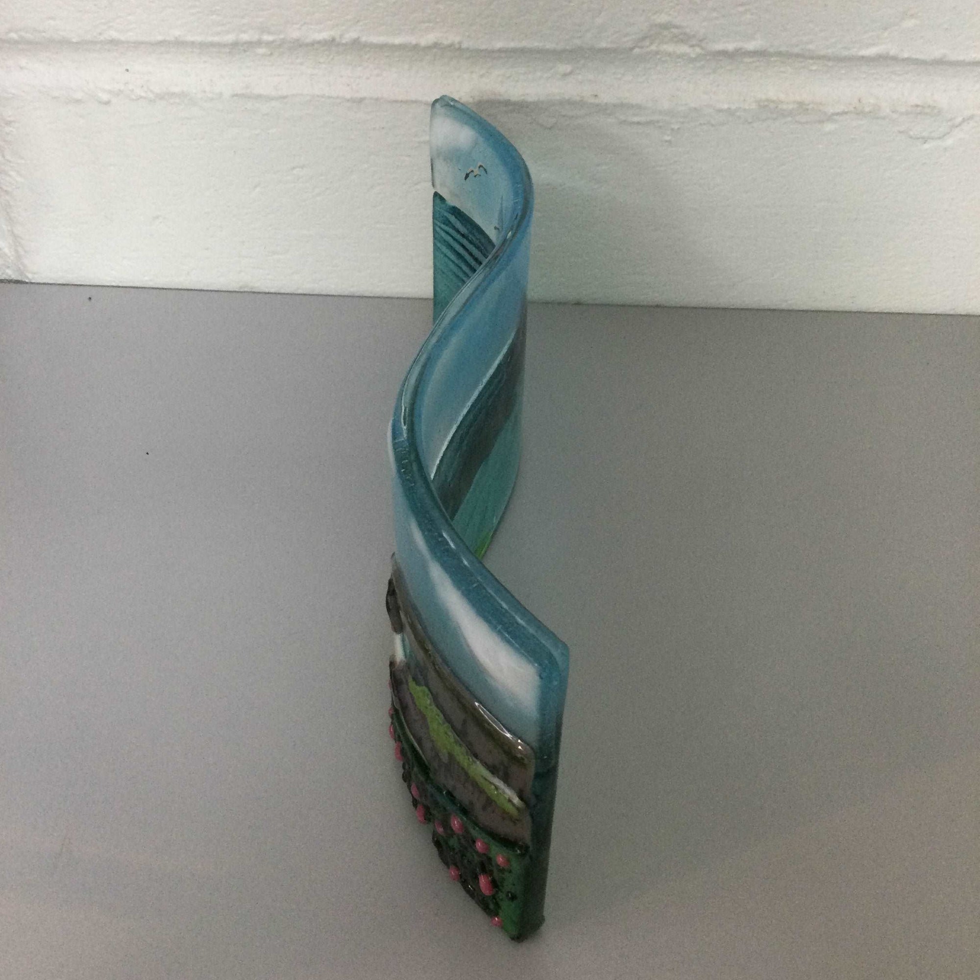 9cm Kynance Cove freestanding wave - Fused Glass By Claire Harris 