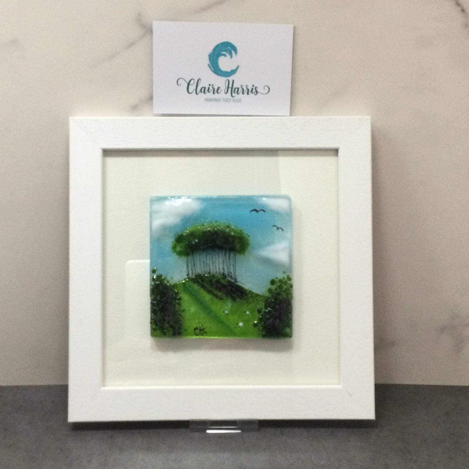 Framed Fused Glass Square Nearly Home Trees