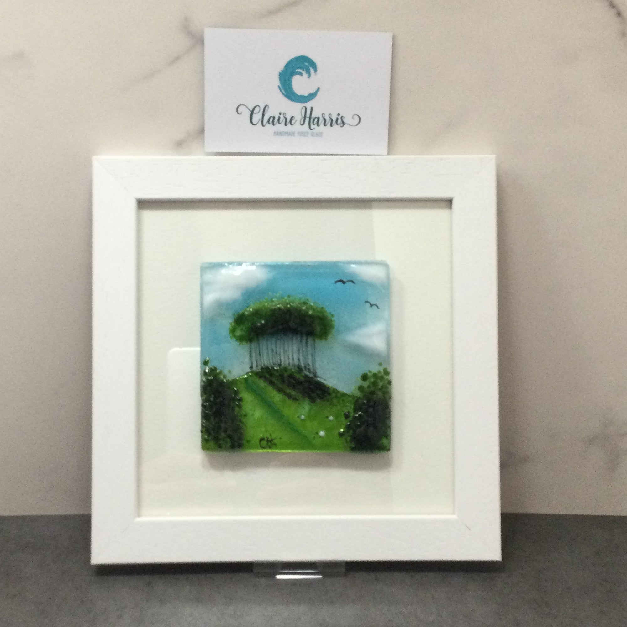 Framed Fused Glass Square Nearly Home Trees