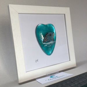 Limited Edition Fused Glass Framed Seal Heart A