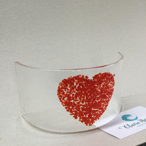 LIMITED EDITION Red Heart Fused Glass Curve