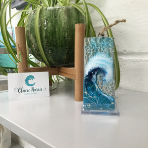 Small Hanger - Turquoise Crashing Wave - Fused Glass By Claire Harris 