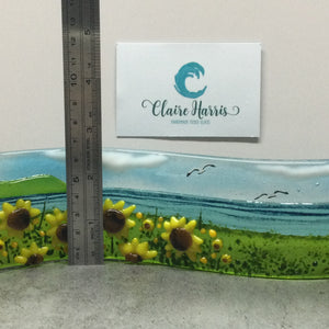 Small Freestanding Wave - Sunflower Field Scene