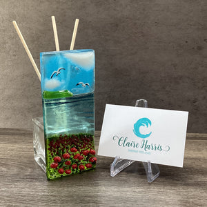 Fused Glass Reed Diffuser - Poppy Field Scene