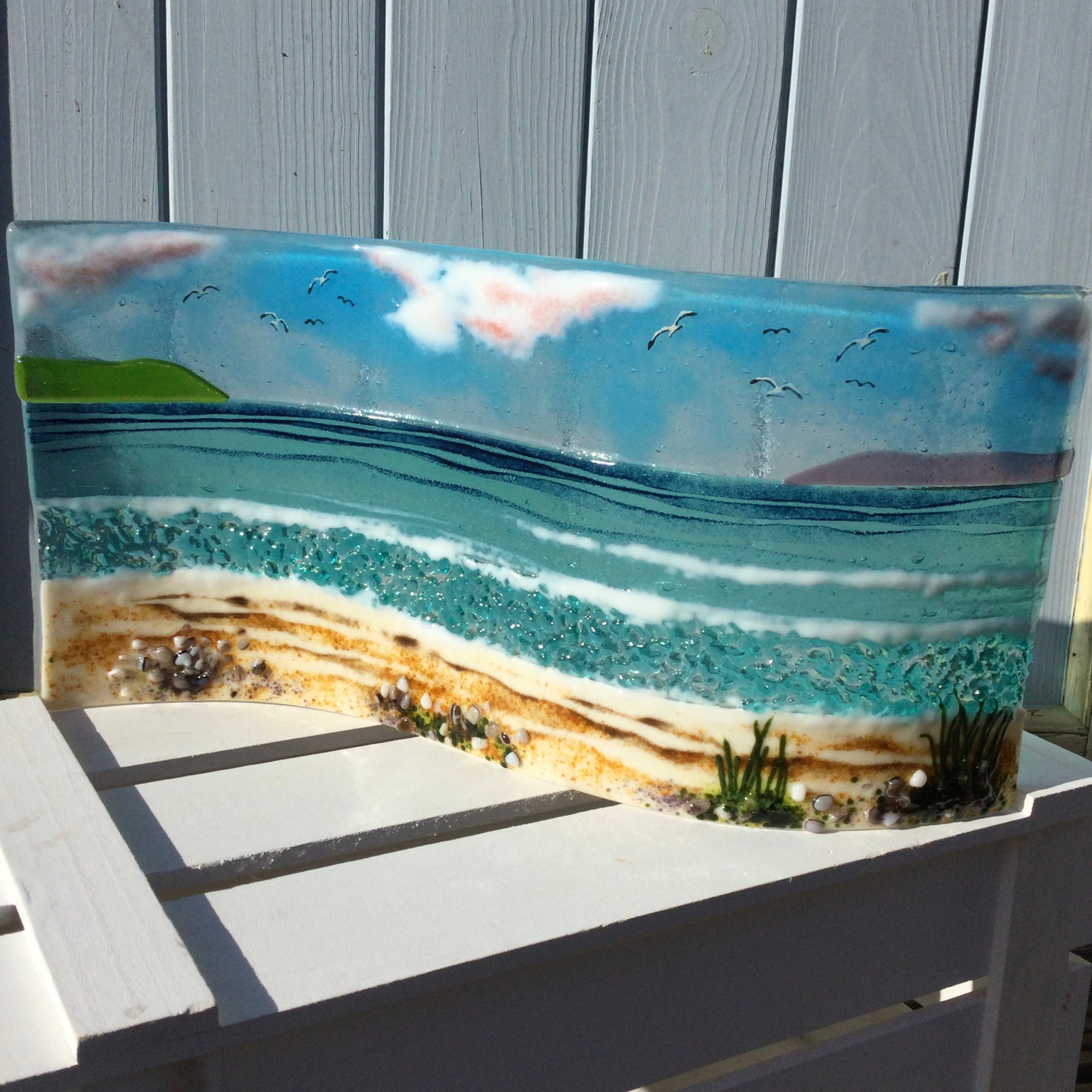 Jumbo Freestanding Wave - Cornish Beach Scene with Sea Grass