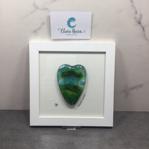 Fused Glass Framed Nearly Home Trees Conical Heart