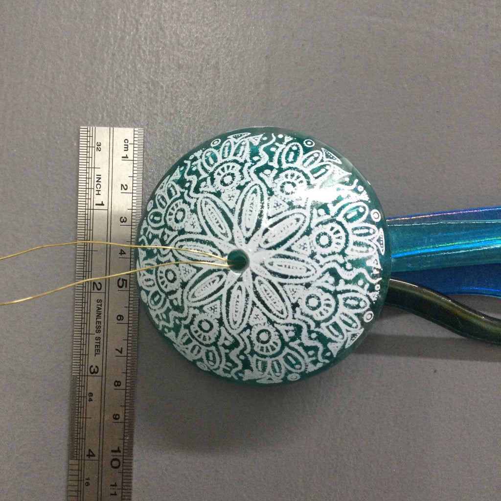 Fused Glass Patterned Jellyfish Hanger Light Aqua