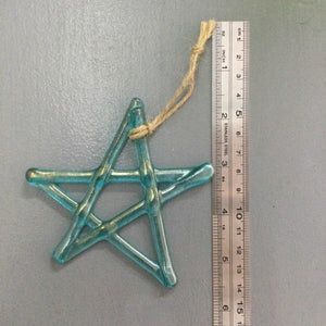 Fused Glass Star Hanger - Light Aqua - Fused Glass By Claire Harris 