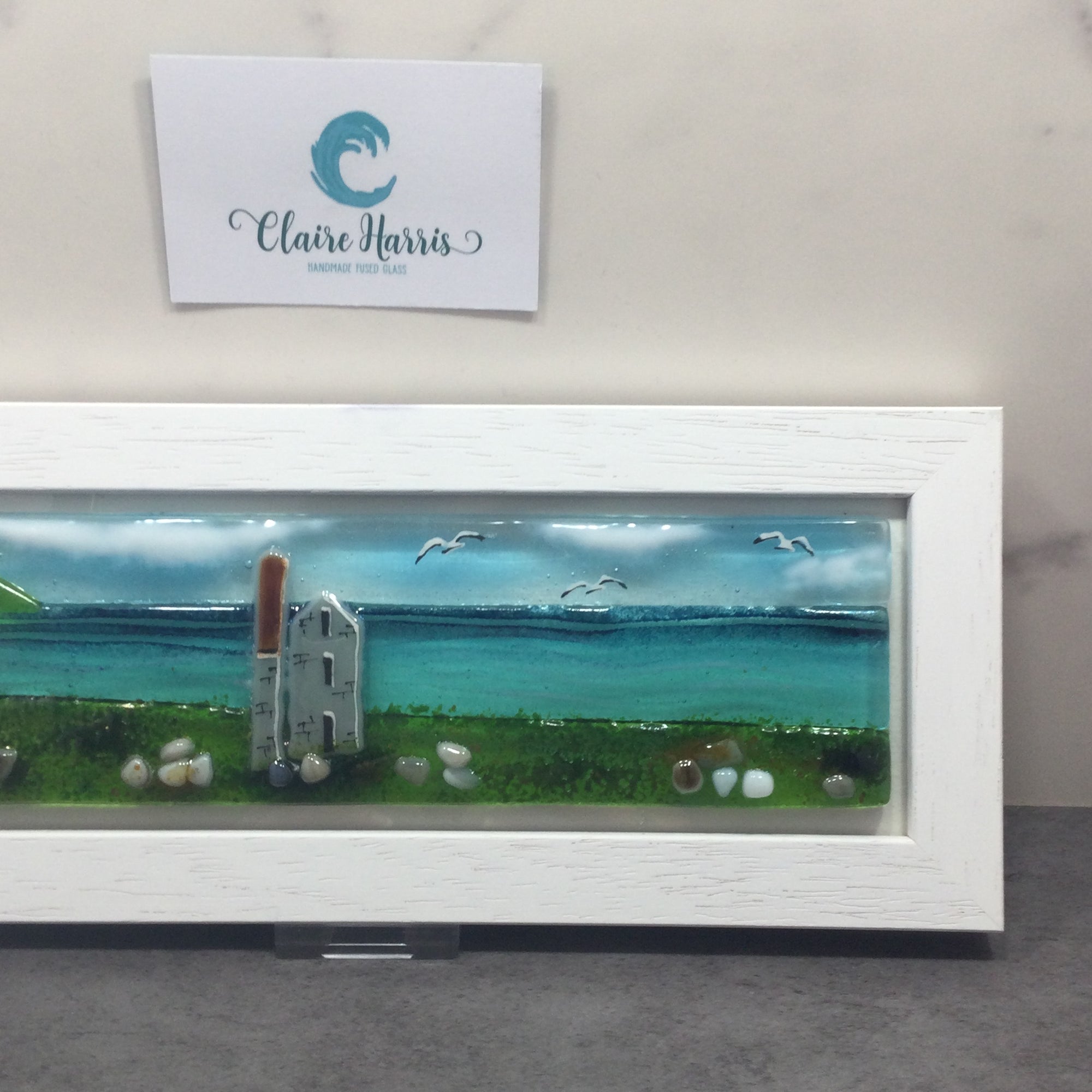Regular Size Framed Engine House, rectangle framed fused glass