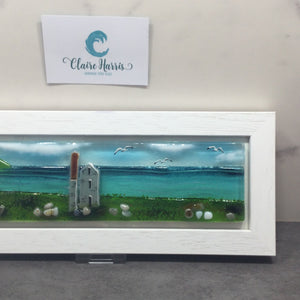 Regular Size Framed Engine House, rectangle framed fused glass