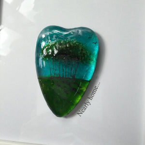 Fused Glass Framed Nearly Home Trees Conical Heart