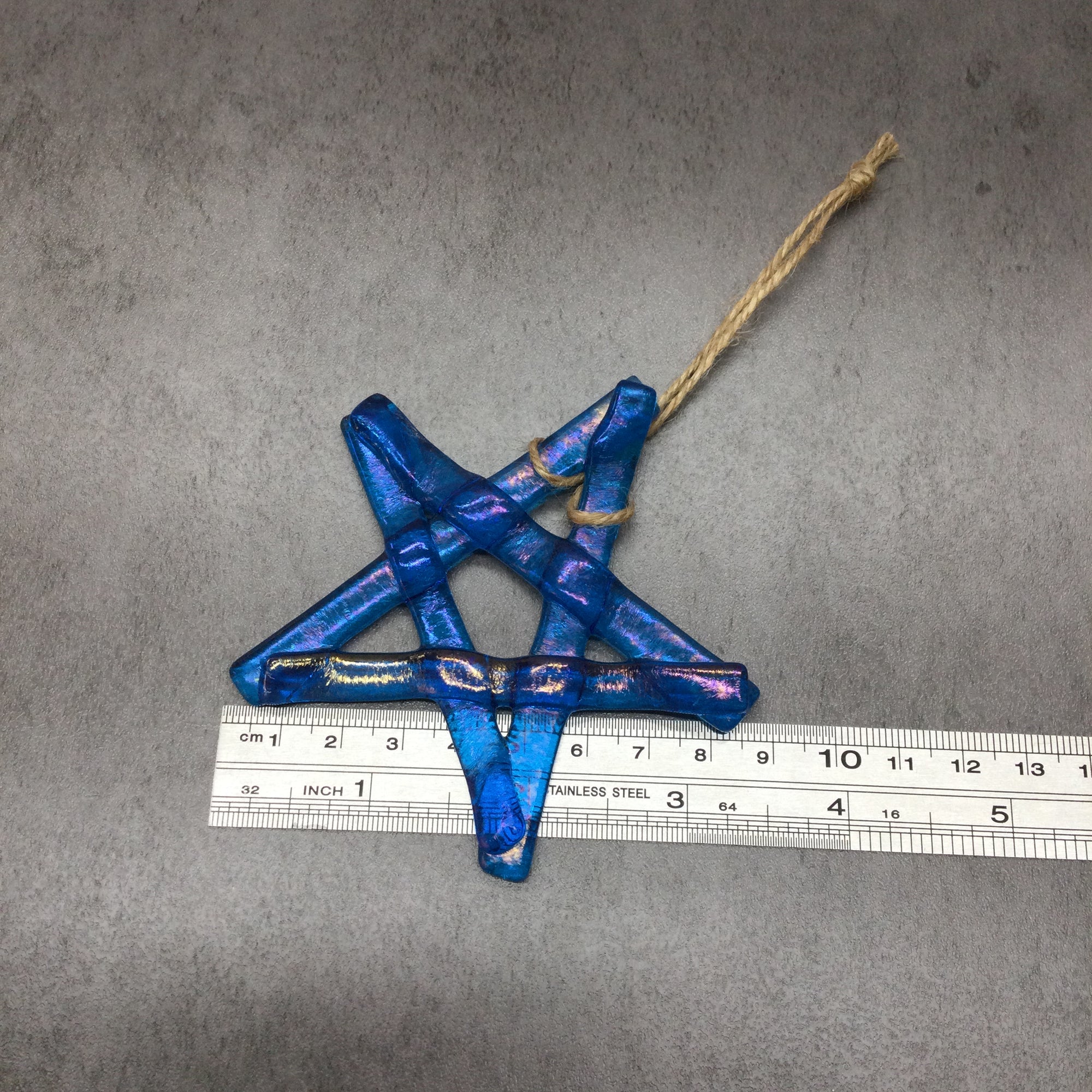 Fused Glass Star Hanger - Turquoise