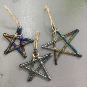 Fused Glass Star Hanger - Dark Aqua - Fused Glass By Claire Harris 