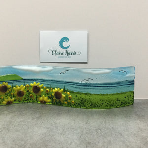 Small Freestanding Wave - Sunflower Field Scene
