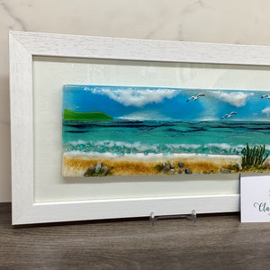 Large Framed Rectangle Sea Scene with Grass