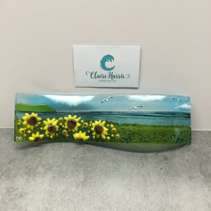 Small Freestanding Wave - Sunflower Field Scene