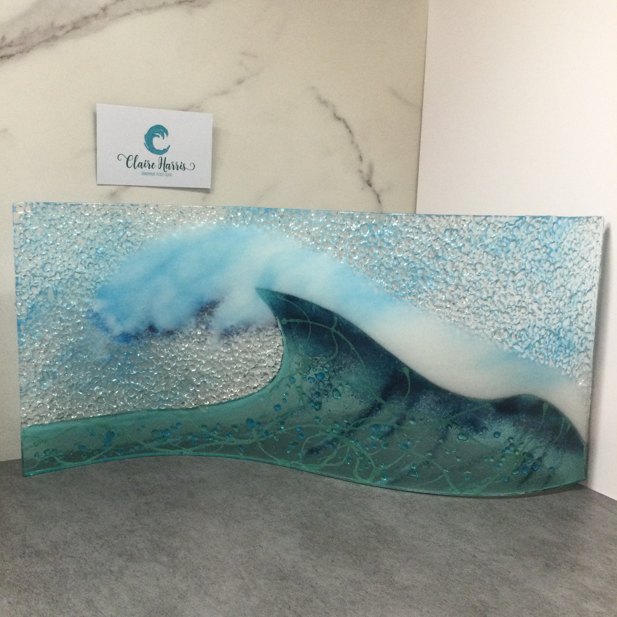 Jumbo Freestanding Wave- Light Aqua Crashing Wave