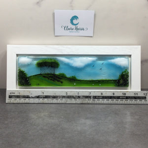 Regular size Framed Nearly Home Trees, rectangle framed fused glass