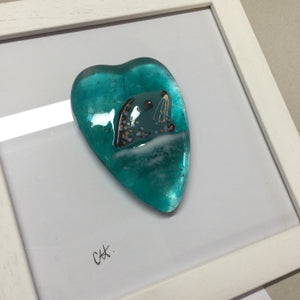 Limited Edition Fused Glass Framed Seal Heart A