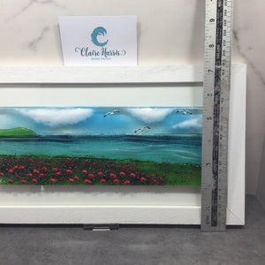 Large Framed Rectangle Poppy Field Scene