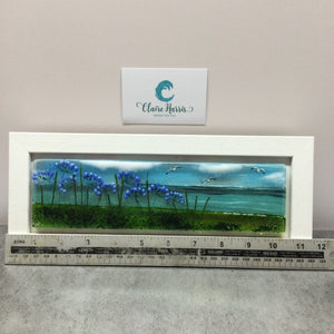 Regular size Framed Agapanthus, rectangle framed fused glass