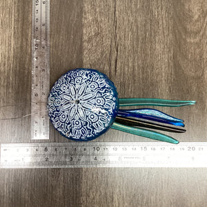 Fused Glass Patterned Jellyfish Hanger Turquoise