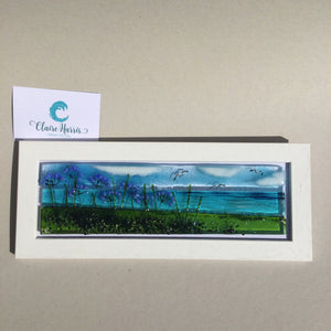 Regular size Framed Agapanthus, rectangle framed fused glass