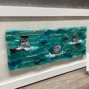 Large Framed Rectangle Trio of Seals Scene