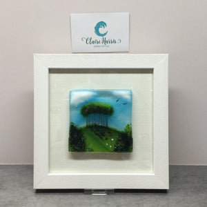 Framed Fused Glass Square Nearly Home Trees