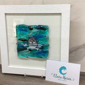 Square Framed Fused Glass Seal front Facing