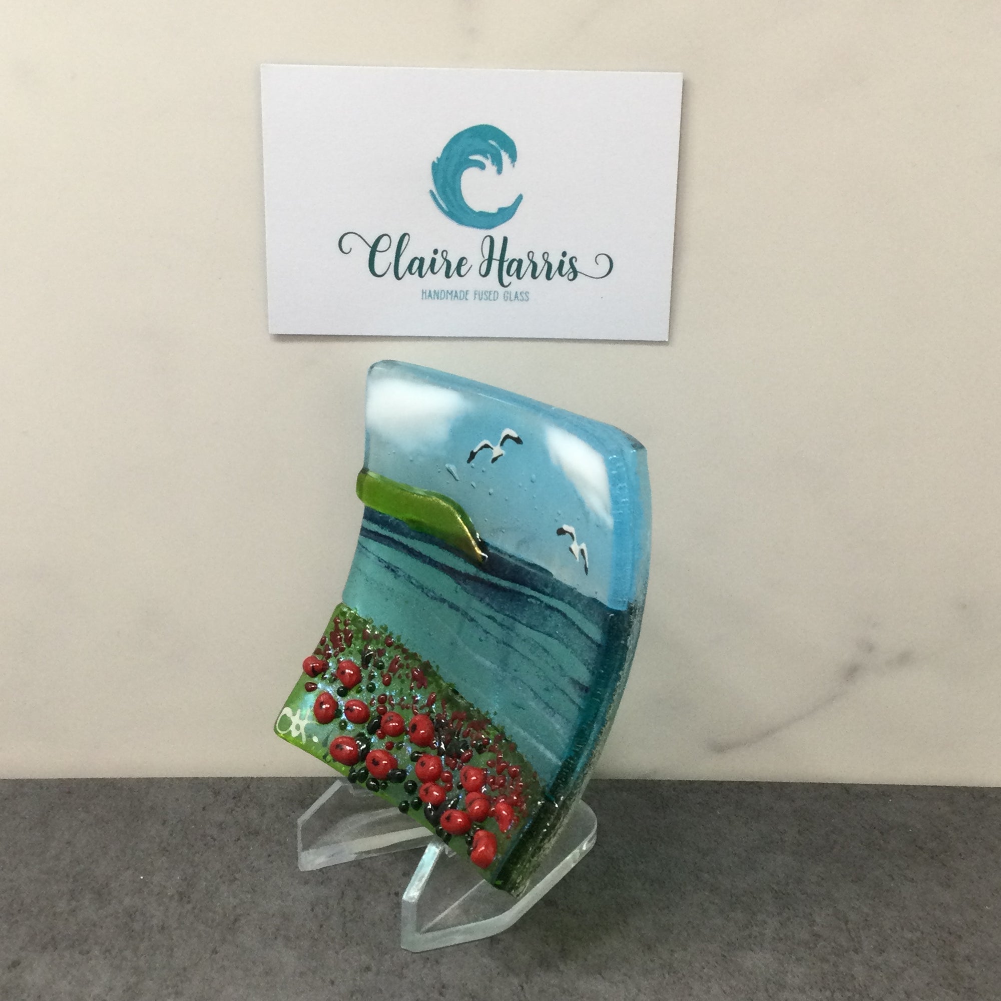 Trinket Dish - Seascene with poppies