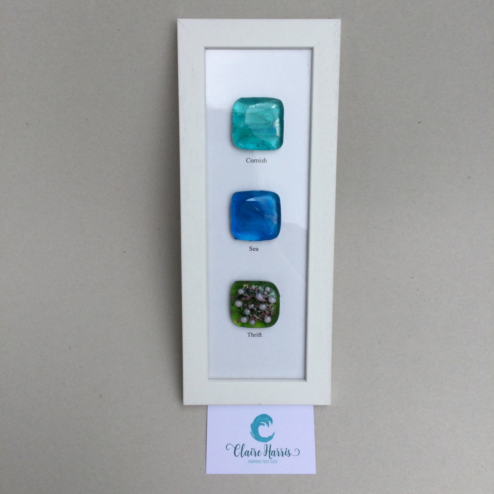 Cornish Sea Thrift , Framed Fused Glass abstract artwork