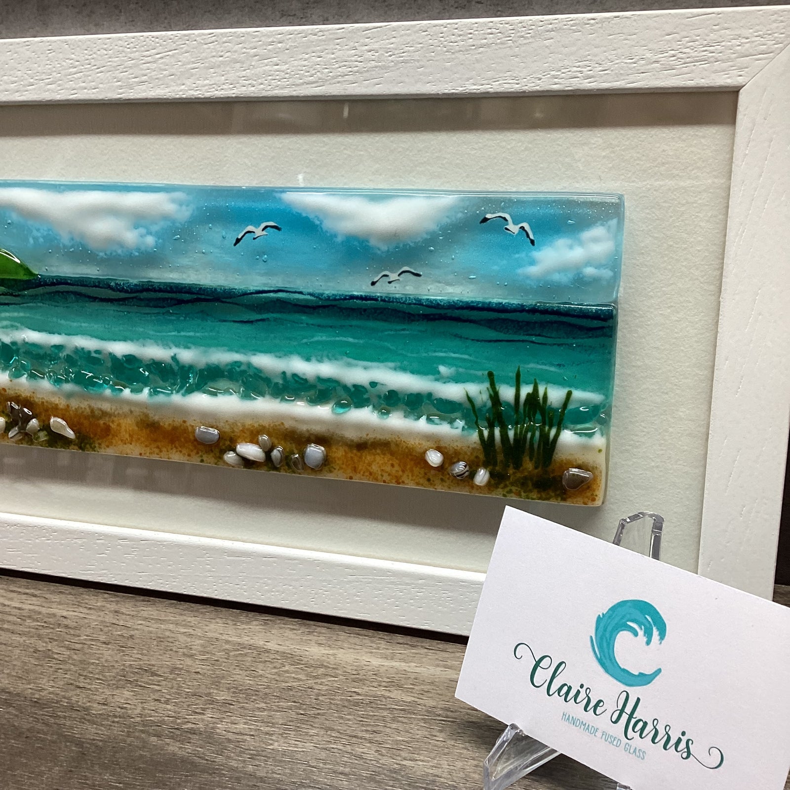 Large Framed Rectangle Sea Scene with Grass