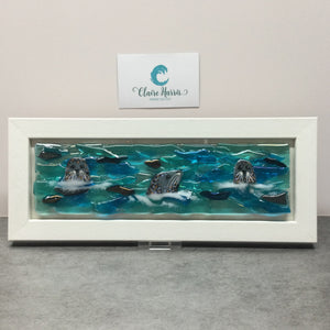 Limited Edition Framed Seals, rectangle framed fused glass