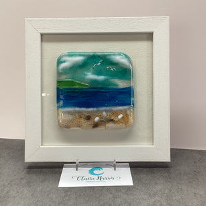 Square Framed Fused Glass Sea Scene