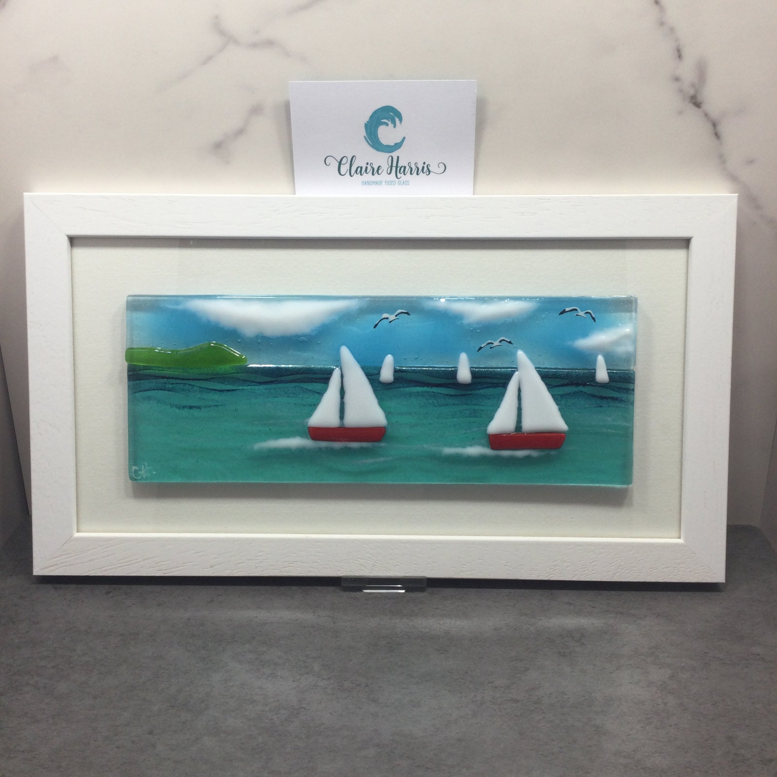 Large Framed Rectangle Sailing Boat Scene