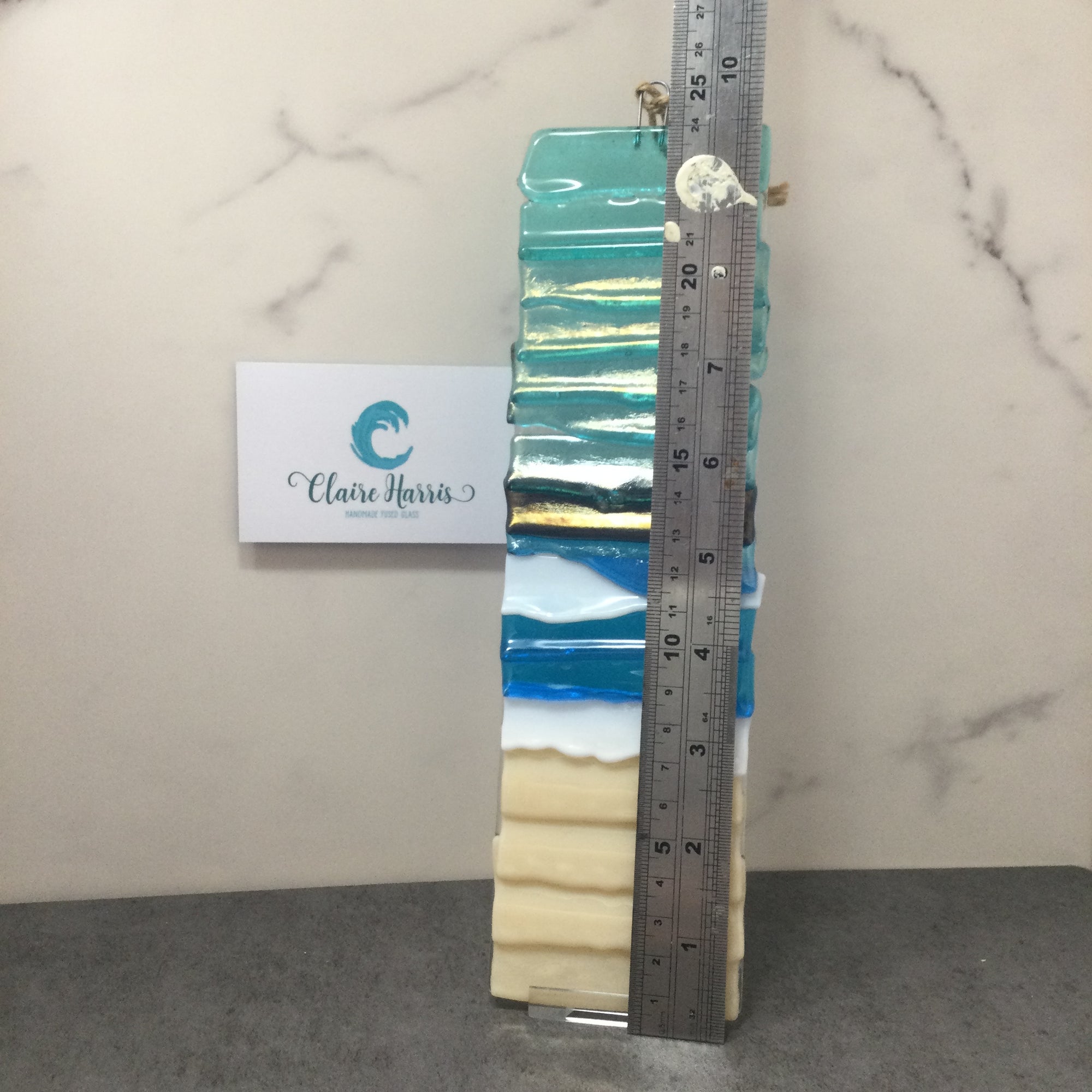 Fused Glass Large Hanger Abstract Sea Scene