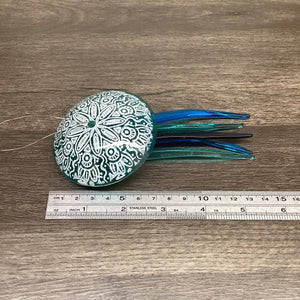 Fused Glass Patterned Jellyfish Hanger Light Aqua
