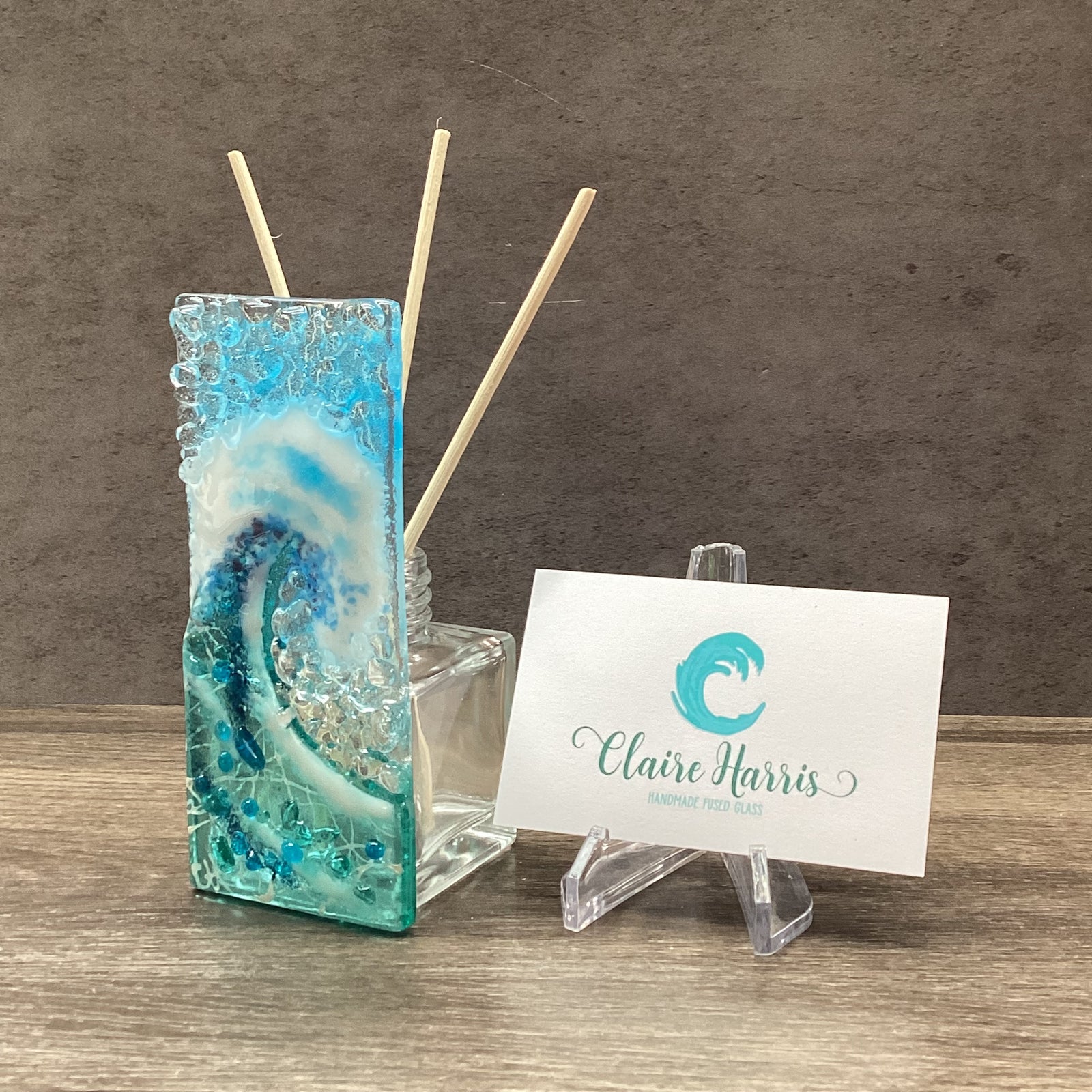 Fused Glass Reed Diffuser - Crashing Wave Light Aqua