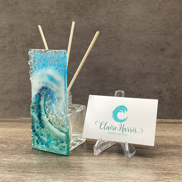 Fused Glass Reed Diffuser - Crashing Wave Light Aqua - Fused Glass By ...