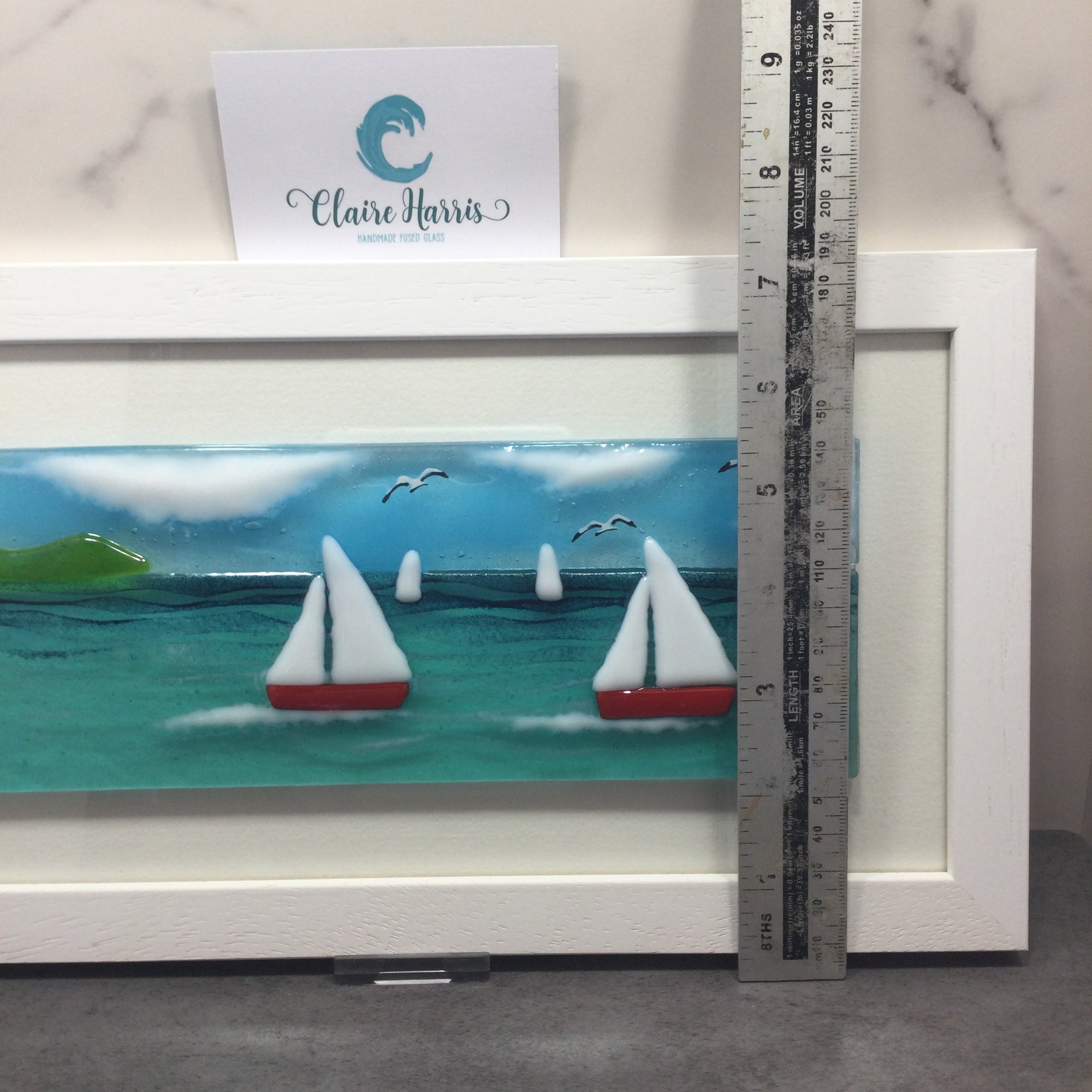 Large Framed Rectangle Sailing Boat Scene