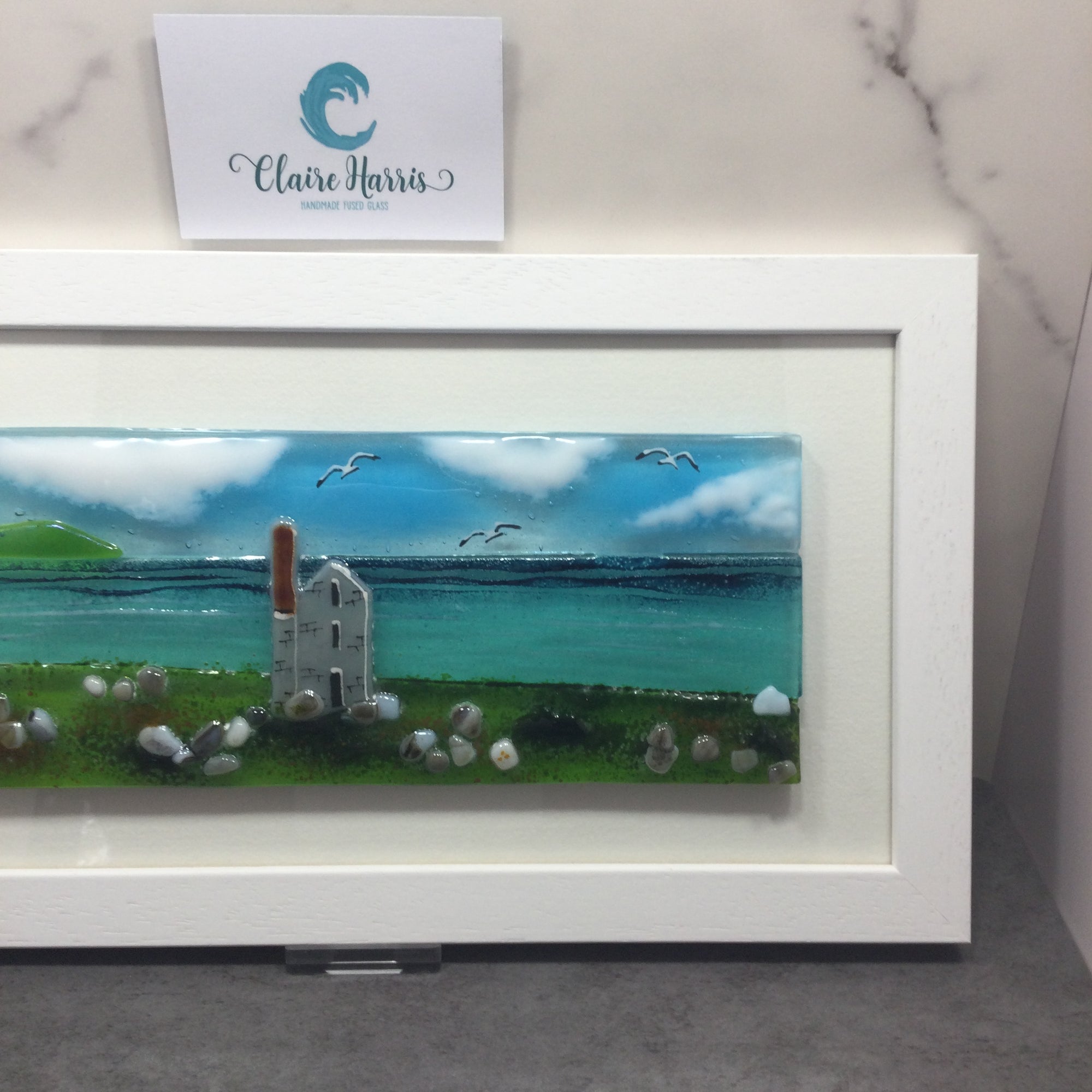 Large Framed Rectangle Engine House Scene