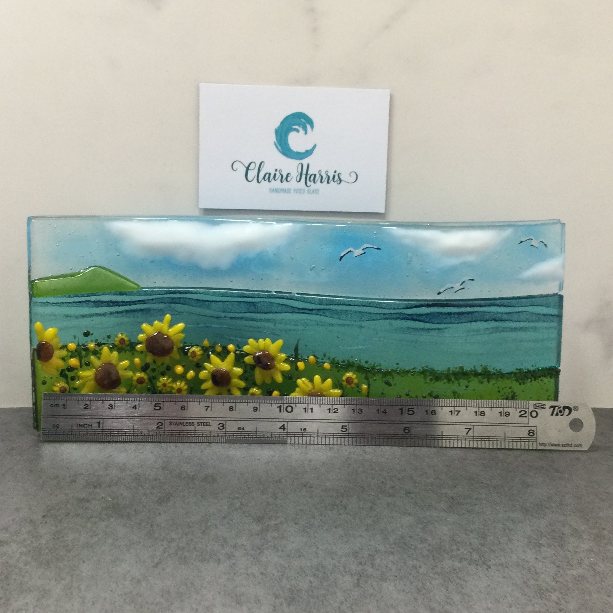 Large Freestanding Wave - Sunflower Field Scene