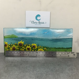 Large Freestanding Wave - Sunflower Field Scene