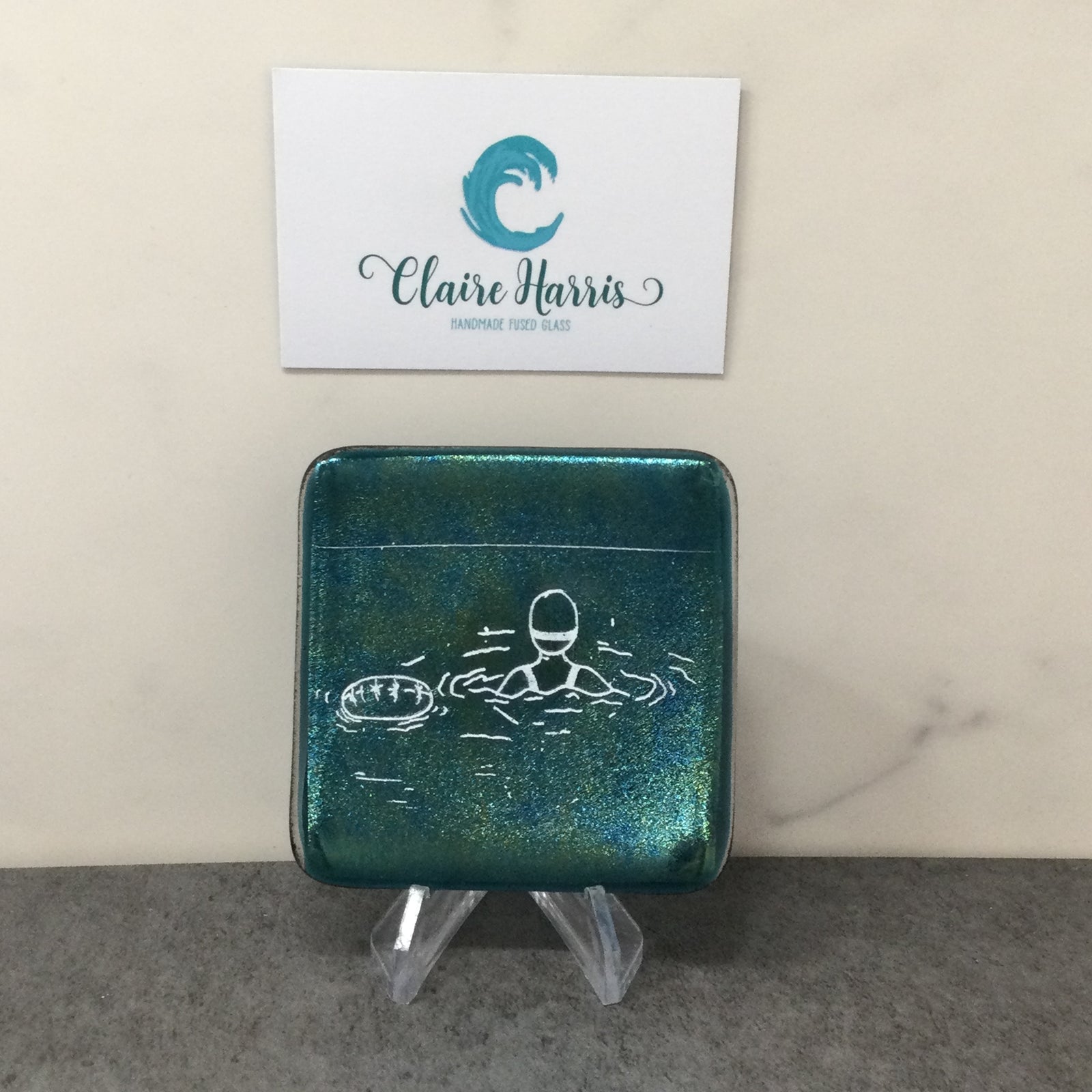 Cornish Wild Swimmer with Float, Dark Aqua Trinket Dish