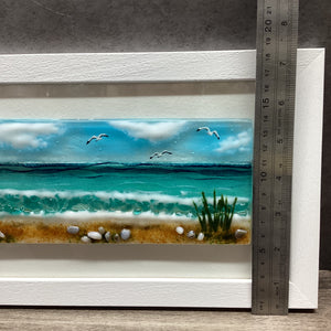 Large Framed Rectangle Sea Scene with Grass